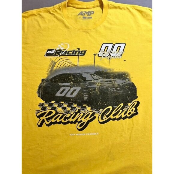 AMP Racing Club Any Means Possible Shirt Mens 2XL Yellow‎ Short Sleeve Tee Rare. - Picture 2 of 8